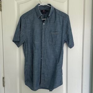 VINEYARD VINES Slim Fit Tucker Button Down Short Sleeve Denim Chambray Shirt S